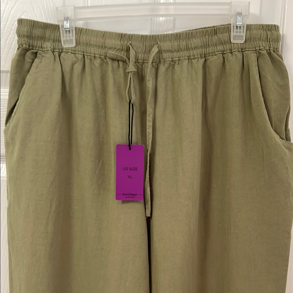 Chartou Women’s Linen/Cotton Olive Green Pants - **NWT** - size XL - Picture 3 of 7